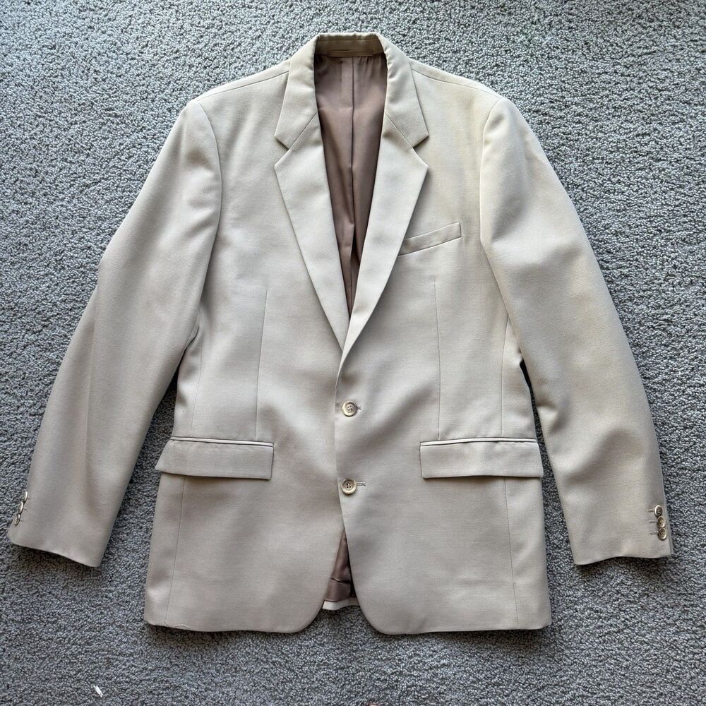 Vintage Bugsby & Kruthers Tan Blazer Mens 42R Sport Coat 2 Button Made In France